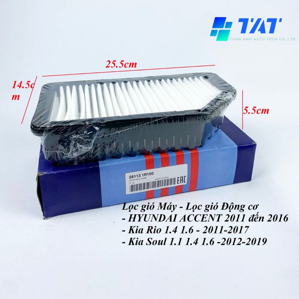 loc-gio-dong-co-28113-1R100 - TAT Filter Lọc gió động cơ Air Filter - Hyundai Accent , Kia Rio , Hyundai Veloster (28113-1R100)