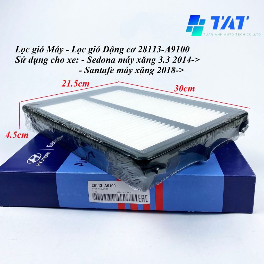 loc-gio-dong-co-28113-A9100 - TAT Filter Lọc gió động cơ Sedona 2014/Santafe 2018 (28113-A9100)